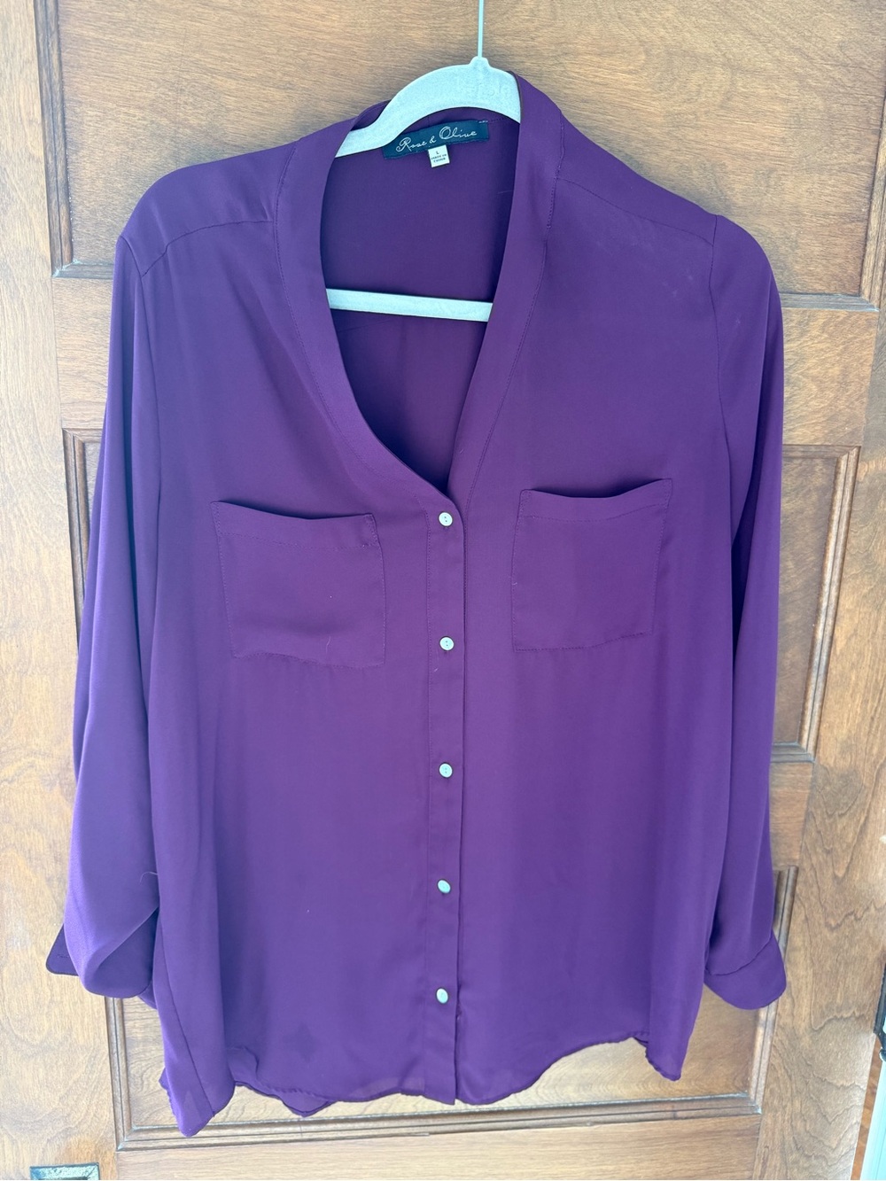 Rose & Olive Deep Plum Button-Down Shirt